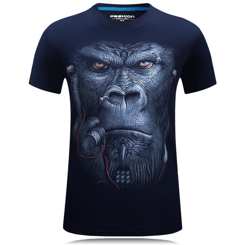 Mean Mugging Gorilla Face Shirt-Blue-Theone Apparel