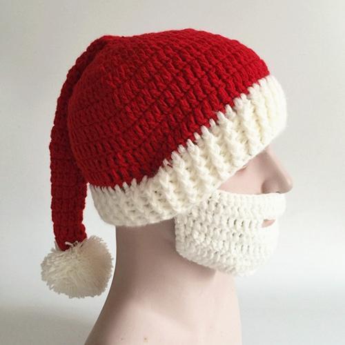 Merry Christmas Knitted Beard Face Hat