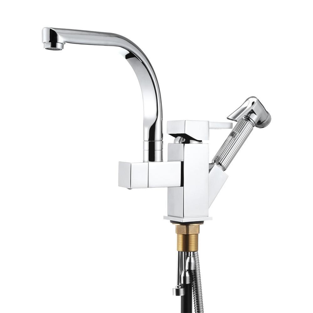 Multifunctional Faucet With Pull-down Sprayer-Silver-Theone Apparel
