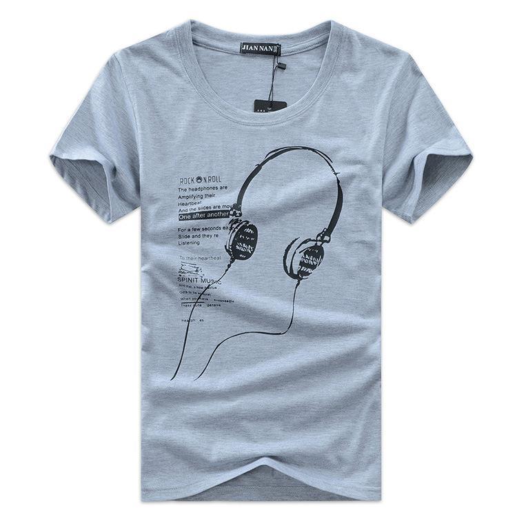 Music is Life Headphone Shirt-Gray-Theone Apparel