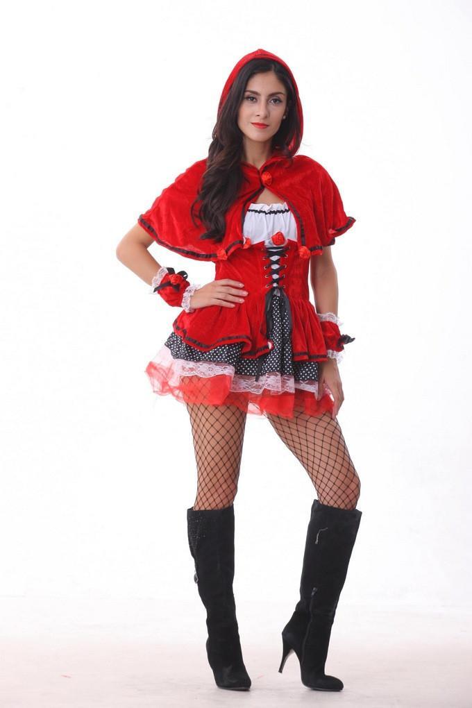 Naughty Little Red Riding Hood Halloween Cosplay Costume-Red-Theone Apparel