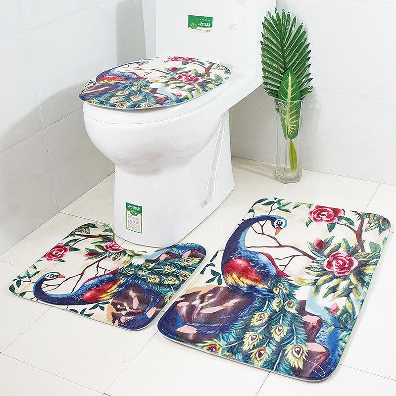 Peacock and Peonies Bath Mat Set