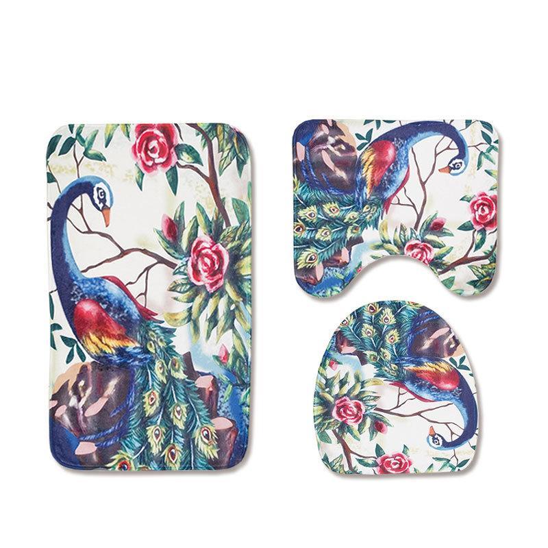 Peacock and Peonies Bath Mat Set-621-0033-S1-Theone Apparel