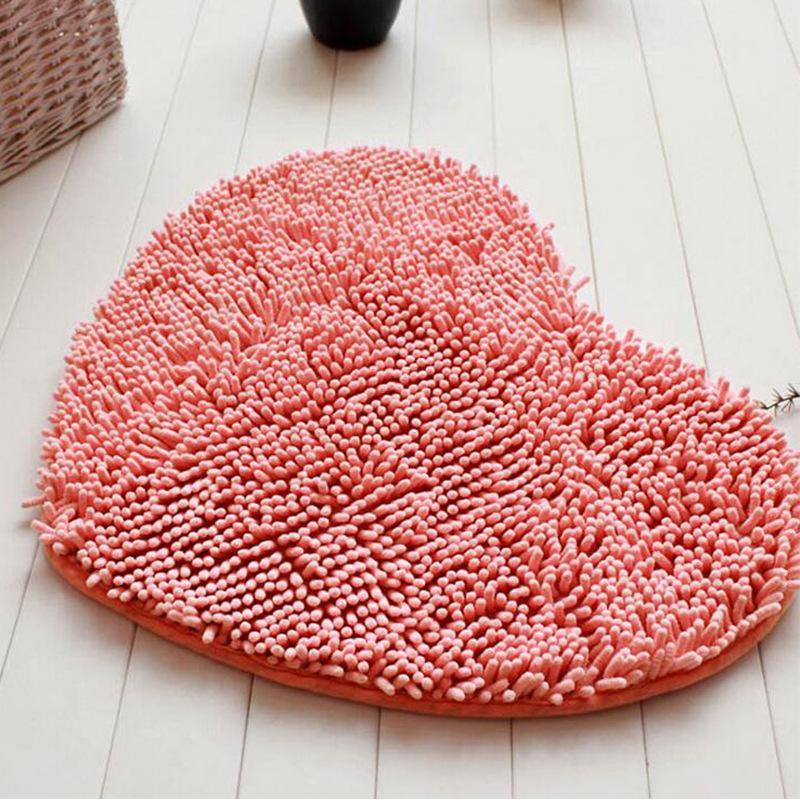 Plush Fabric Heart Shaped Bath Mat