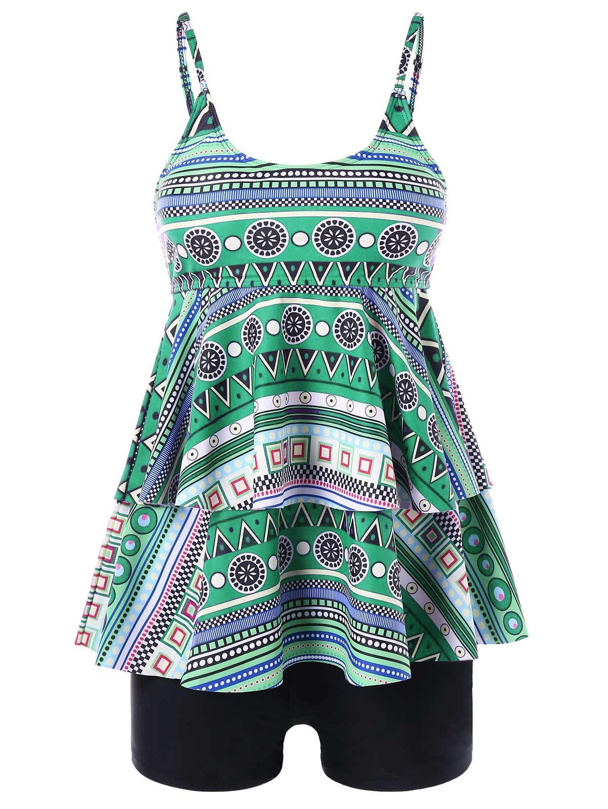 Plus Size Empire Waist Tankini-Green-Theone Apparel