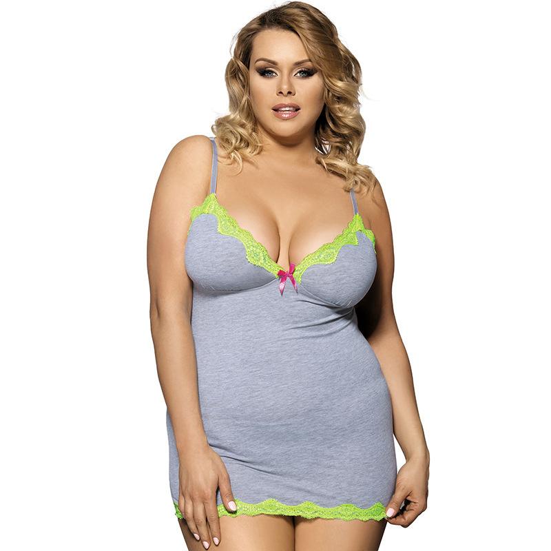 Plus Size Lacy Casual Opaque Mini Dress-Gray-Theone Apparel