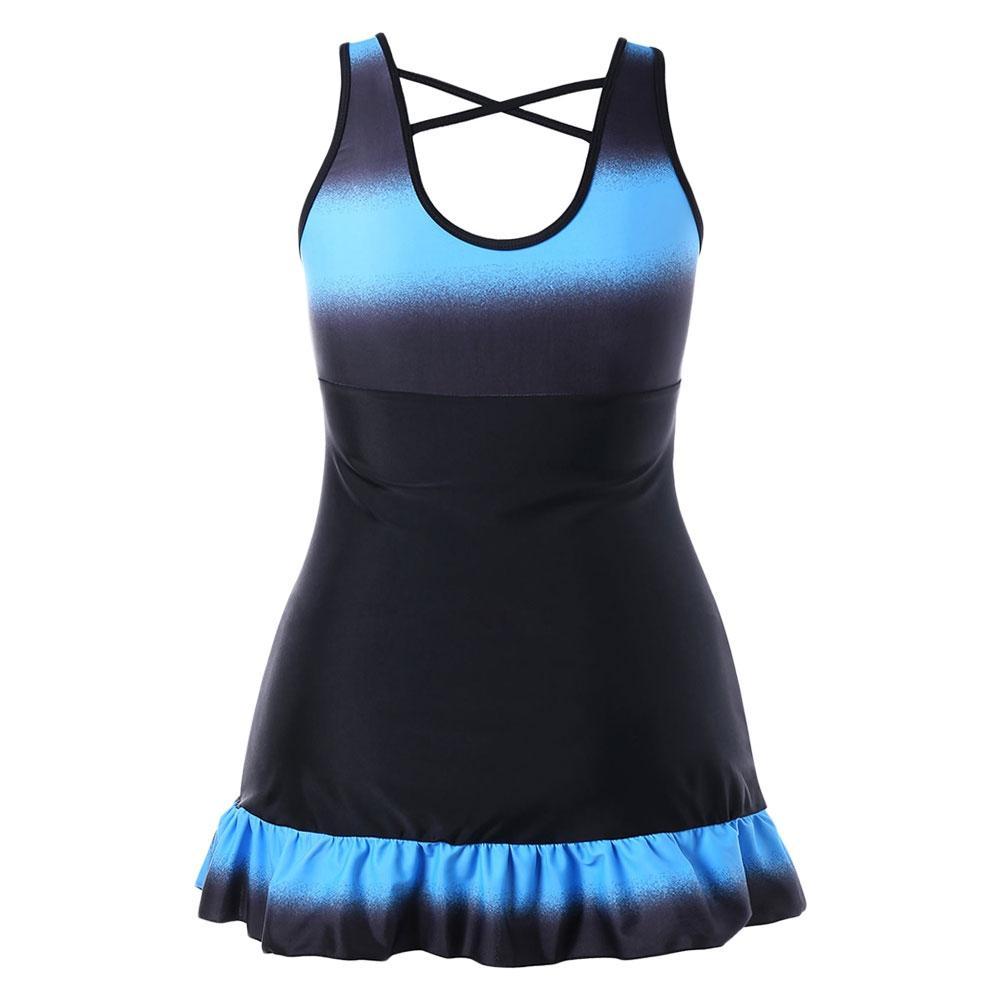 Plus Size Skirted Tankini With Boyshorts