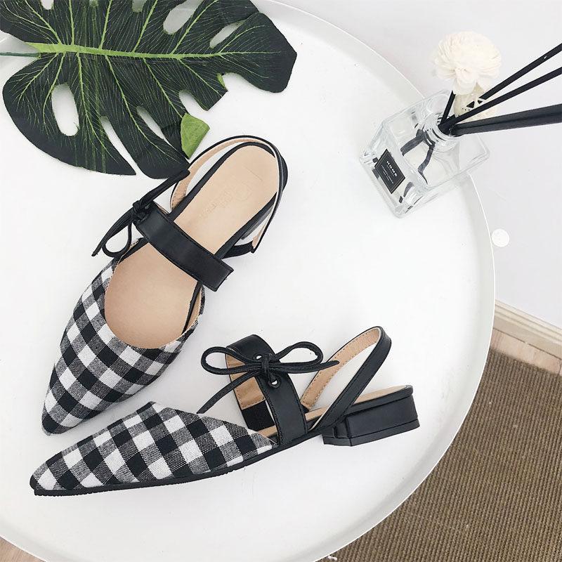 Pointy Toe Strap Back Sandal-Black/White-Theone Apparel