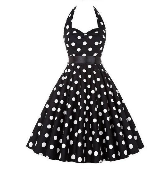 Polka Dot Retro Pleat Dress