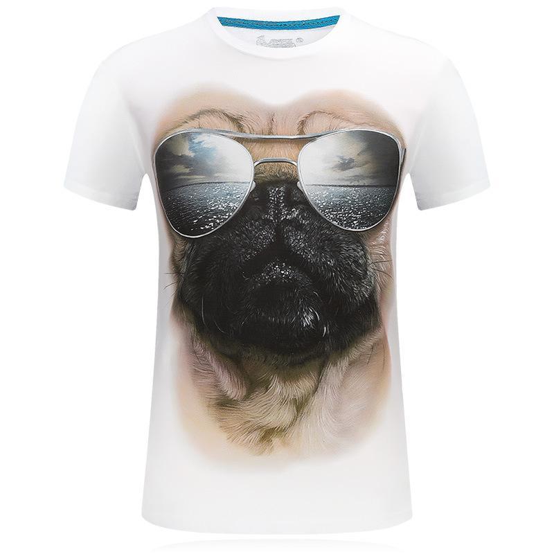 Pug With Shades Silly Face Shirt-White-Theone Apparel