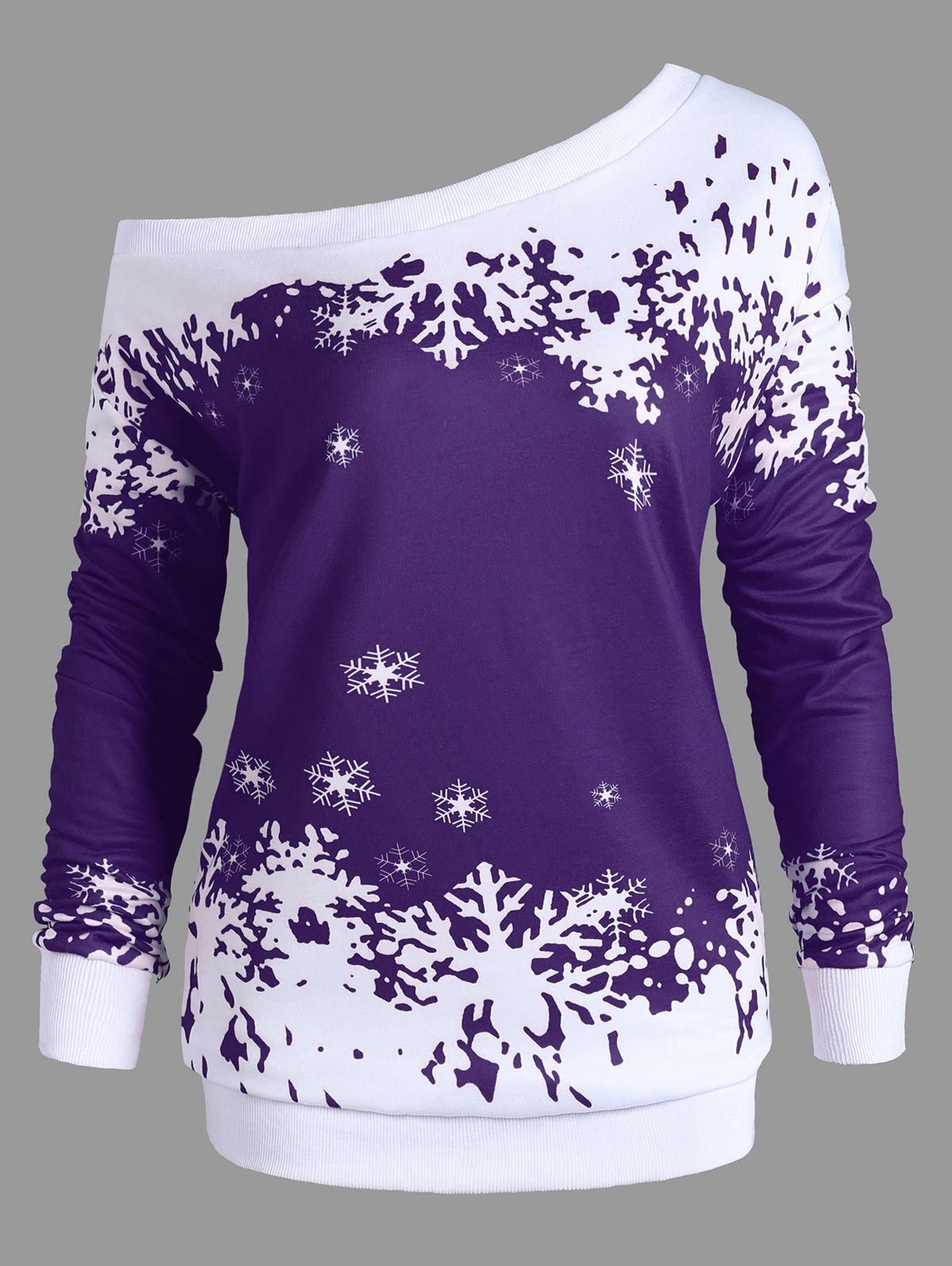 Snowflake One épaule plus taille sweat-shirt