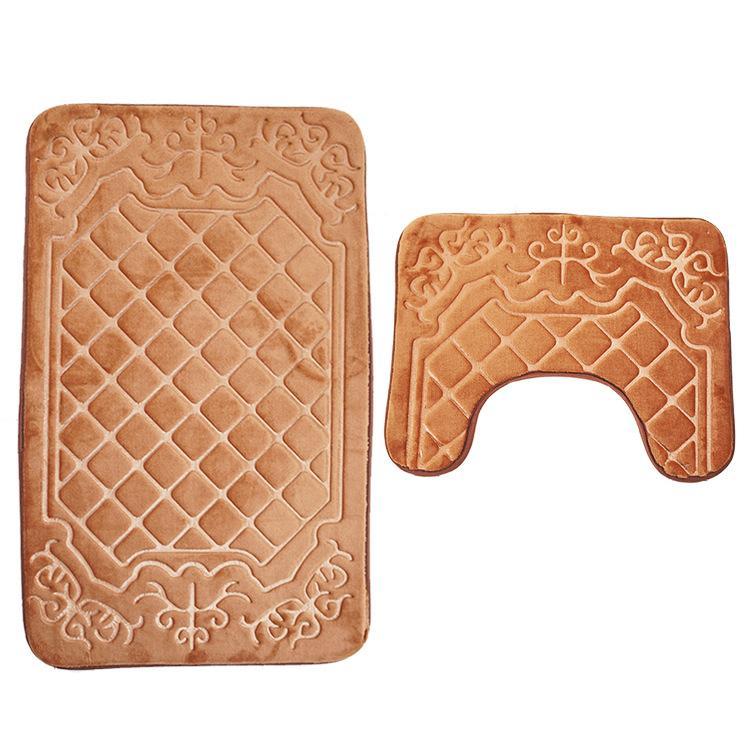 Quilted Luxury Contour Bath Mat Set-Brown-Theone Apparel