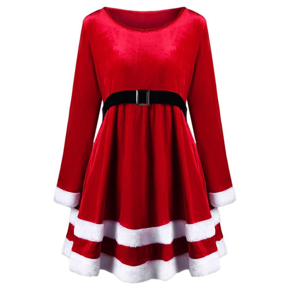 Vestido navideño de manga larga talla grande