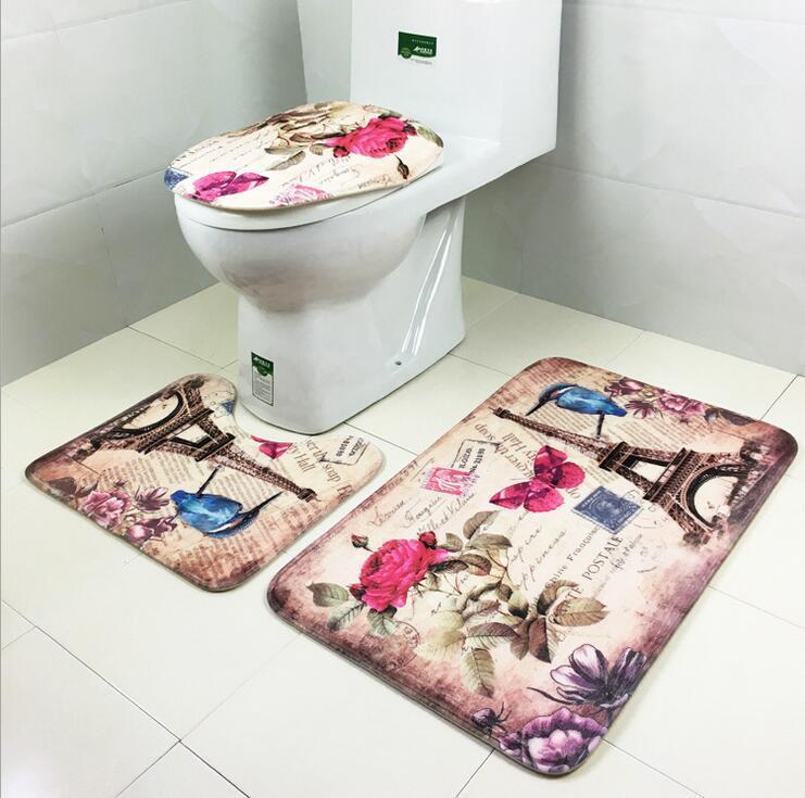 Ensemble de tapis de bain romantique Paris avec amour