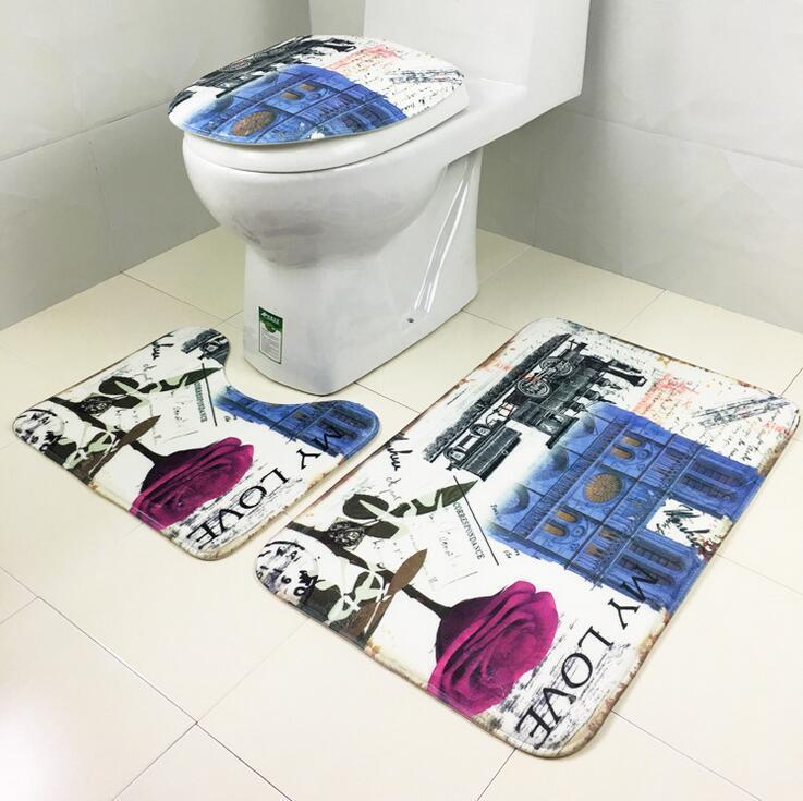 Romantic Paris With Love Bath Mat Set