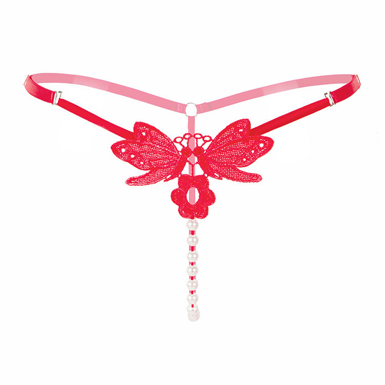 Rose Bud Pearl Pocket G String-Red-Theone Apparel