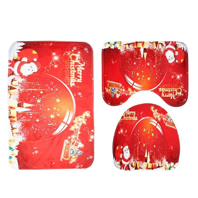 Santa Claus Pattern Bathroom Set-Red-Theone Apparel