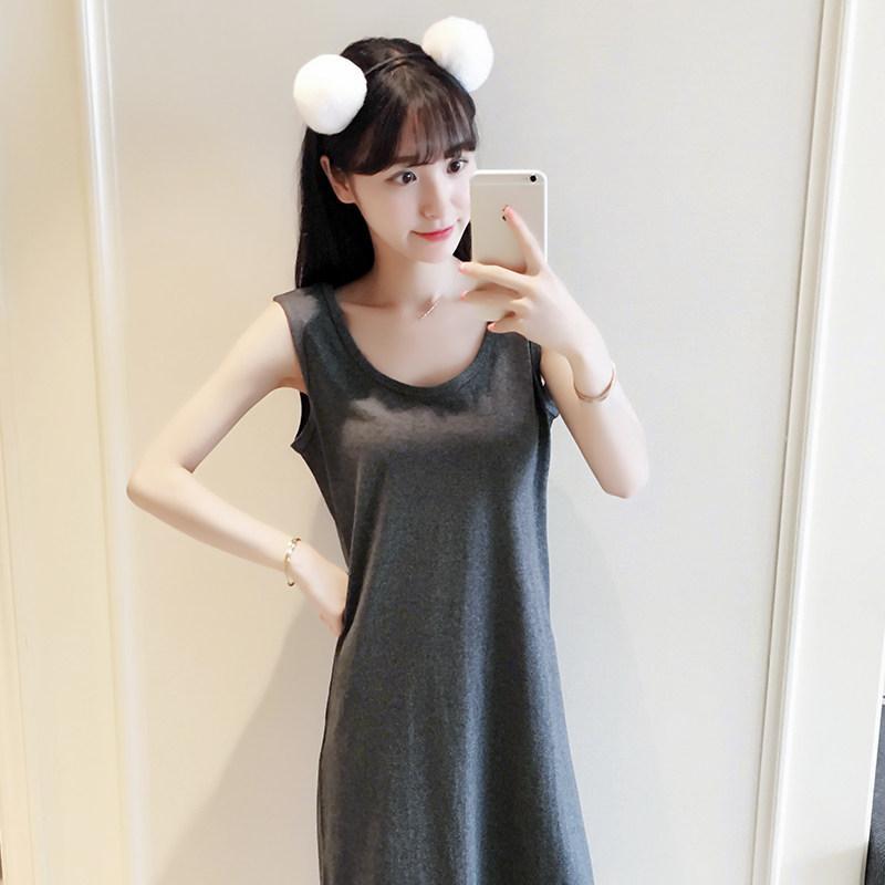 Sexy Solid Sleeveless Long Dress-Gray-Theone Apparel