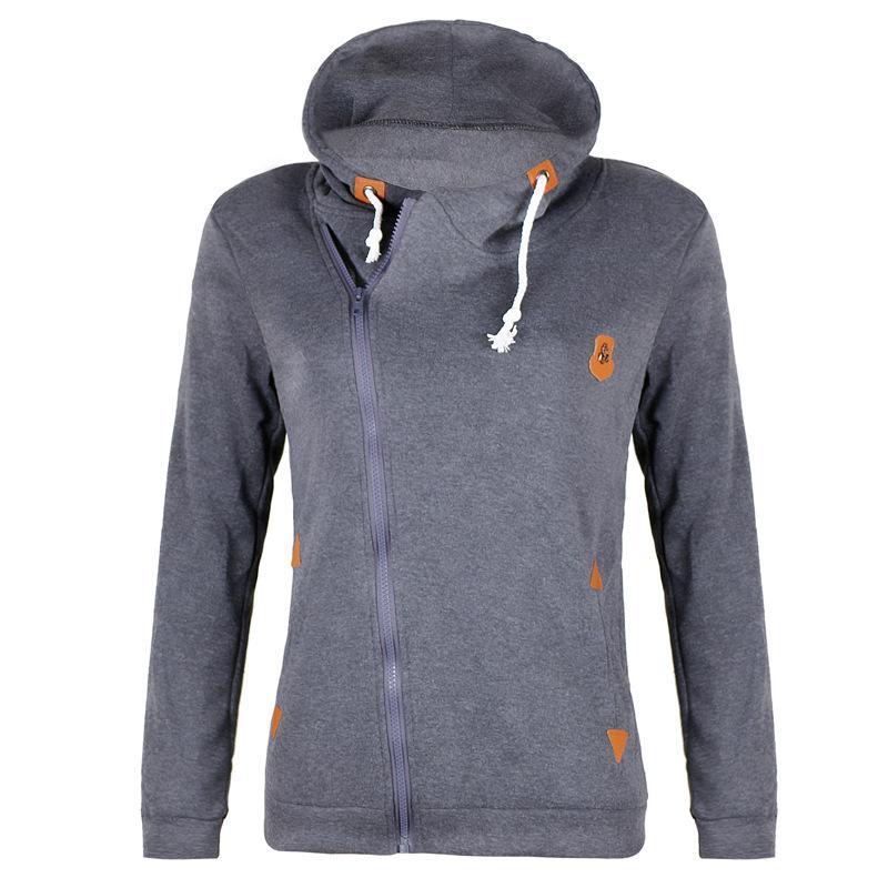Size Zipper Pocketed Drawstring Hoodie-Gray-Theone Apparel