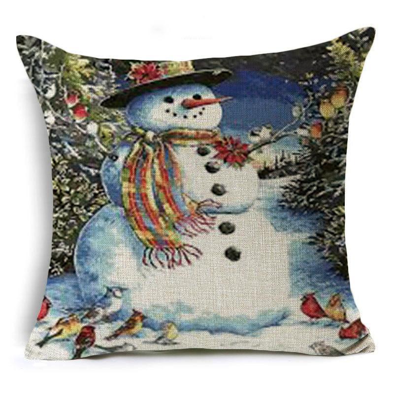Snow Scene Snowman Pillow Covers-601-0055-S2-Theone Apparel