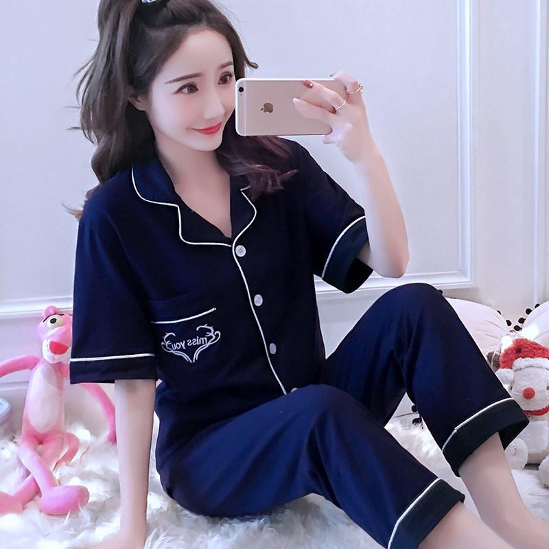 Sophisticated Button Up PJ Set-Blue-Theone Apparel