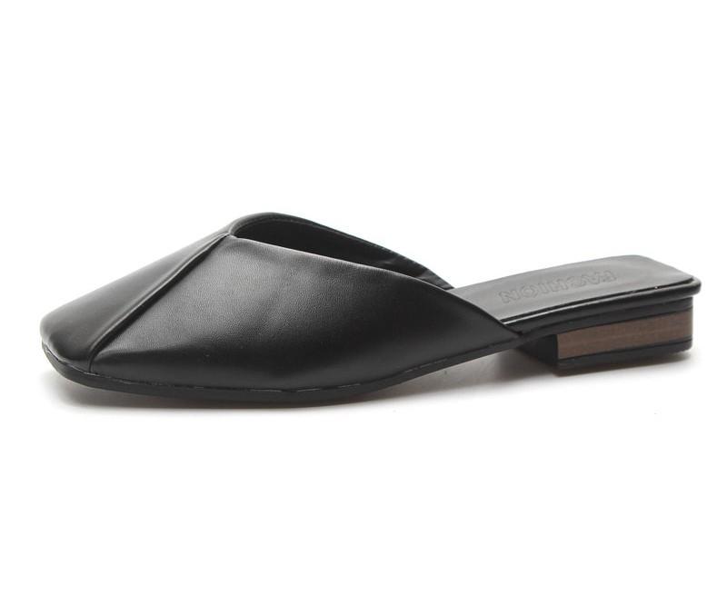 Square Toe Leatherette Slipper Shoes