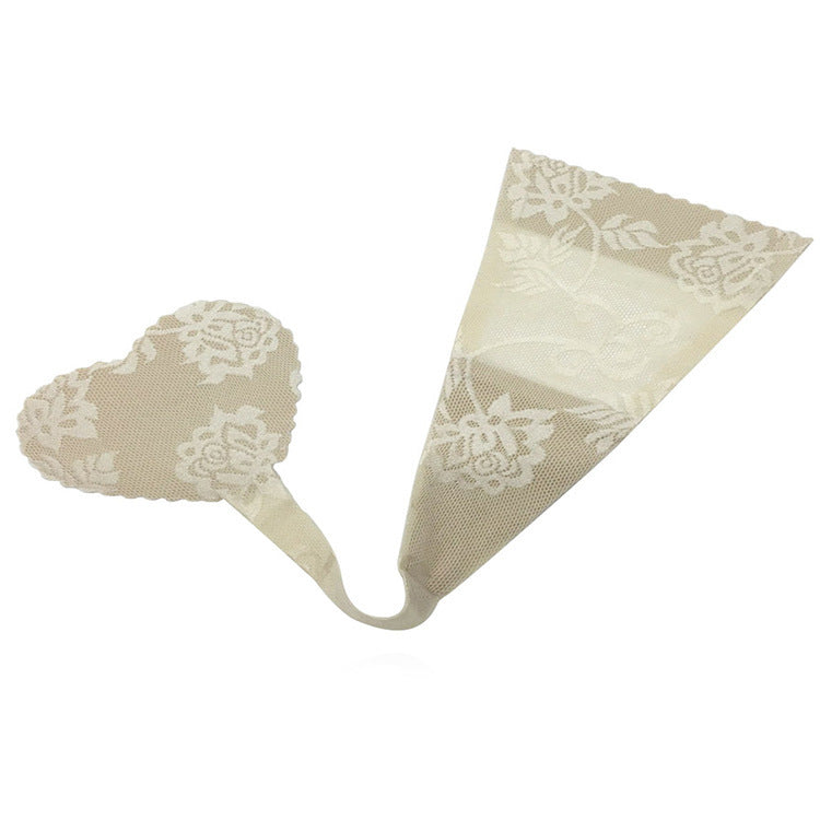 Stick On Floral Lace Heart Crotch Panty-White-Theone Apparel