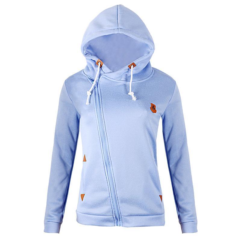 Trendy Side Zip Drawstring Hoodie-Blue-Theone Apparel