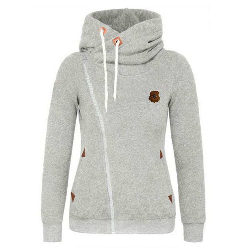 Trendy Side Zip Drawstring Hoodie-Light Gray-Theone Apparel