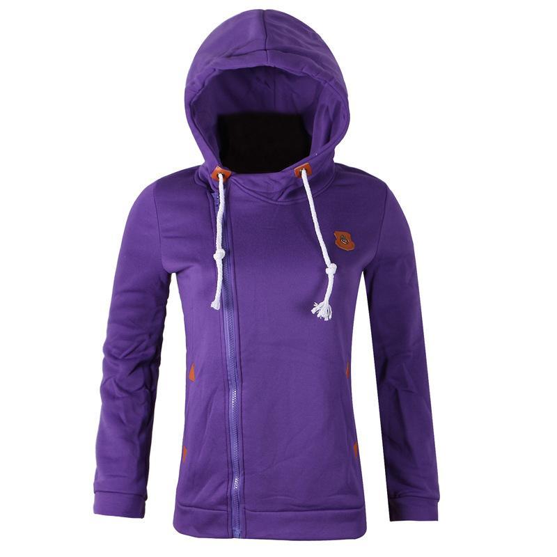Trendy Side Zip Drawstring Hoodie-Purple-Theone Apparel