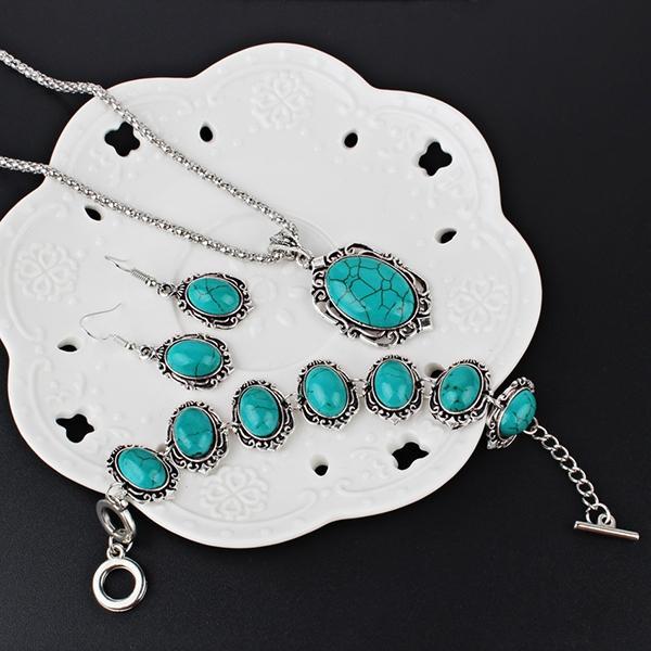 Turquoise Bohemian Faux Jewelry Set