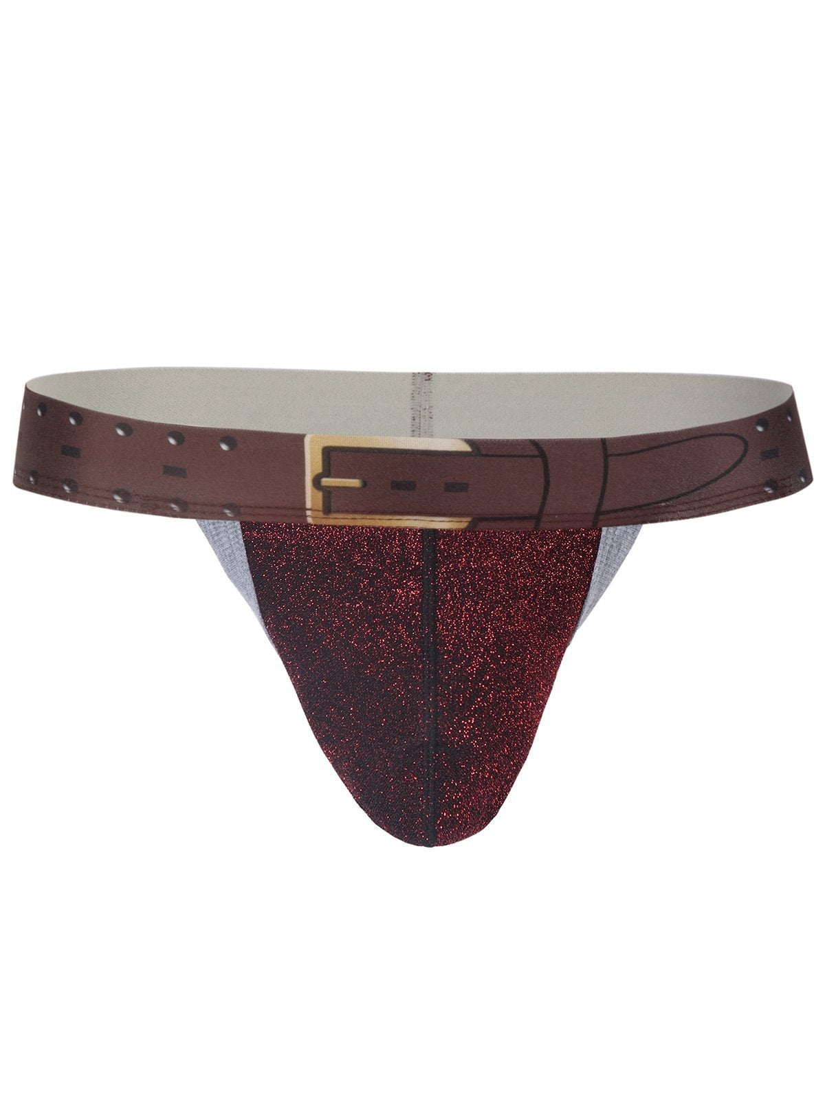 U Convex Faux Belt Waist Trunk-Red-Theone Apparel