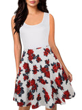 Witte en rode rozen geblokkeerde jurk