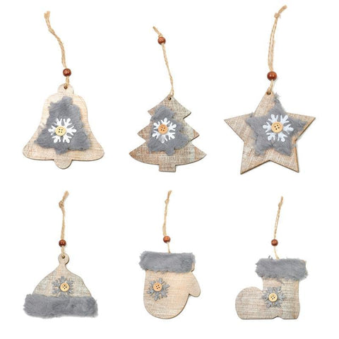 Wooden Christmas Themed Tree Ornaments