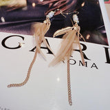 Feather hanger -keten Tassel oorbellen