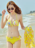 Flower patterned swimwear bikini and cover