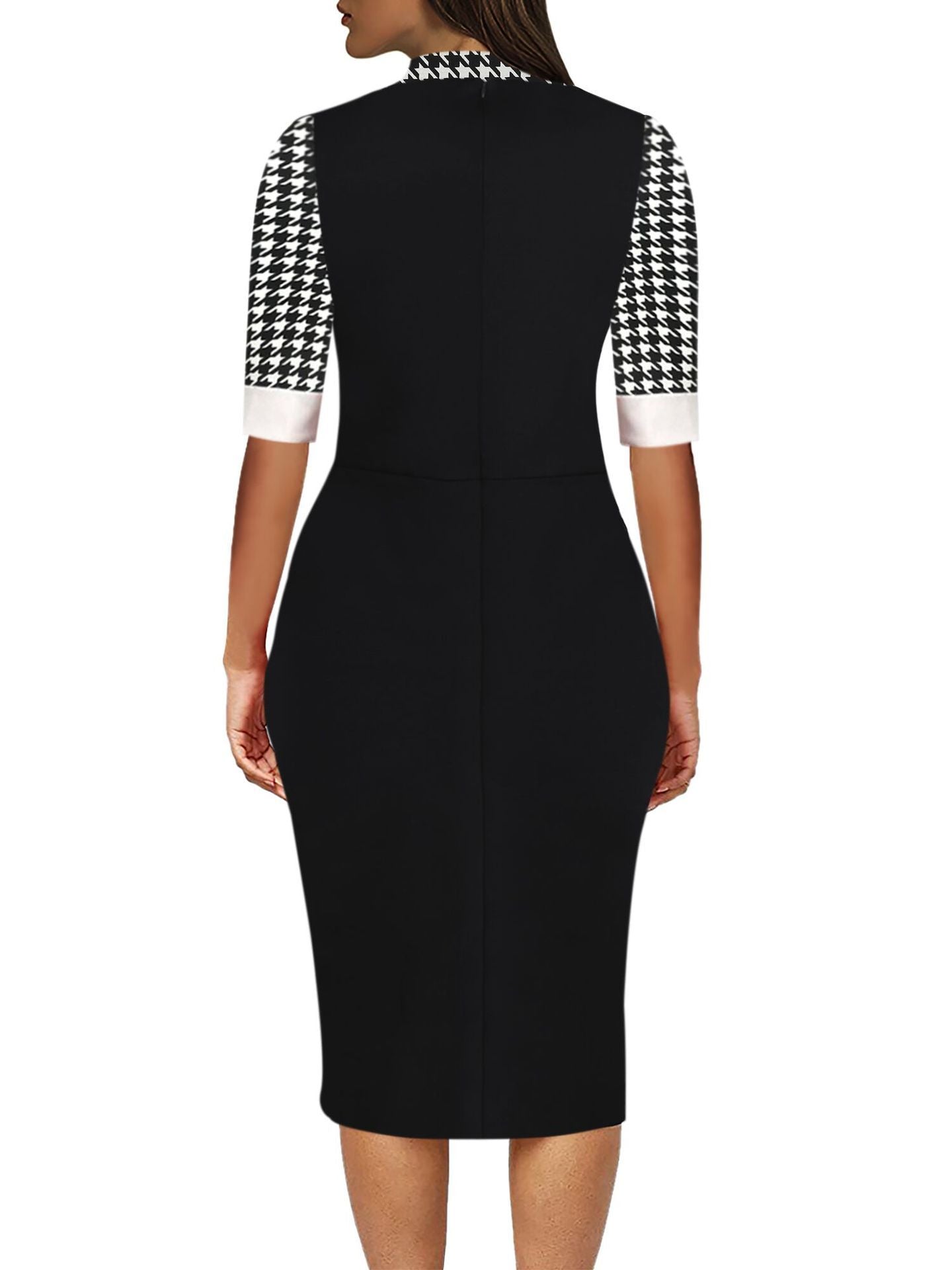 Black & White Houndstooth Sheath Dress - THEONE APPAREL