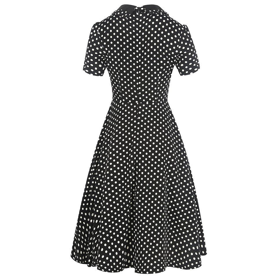 Black & White Polka Dot Button Dress - THEONE APPAREL