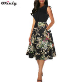 Blocked Pussy Bow Fit & Flare Dress - THEONE APPAREL