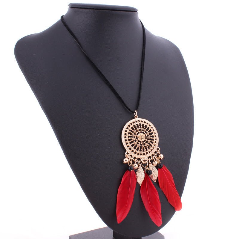 Boho Feather Dreamcatcher Necklace - THEONE APPAREL