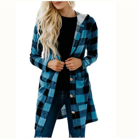 Buffalo Check Hooded Button Jacket - THEONE APPAREL