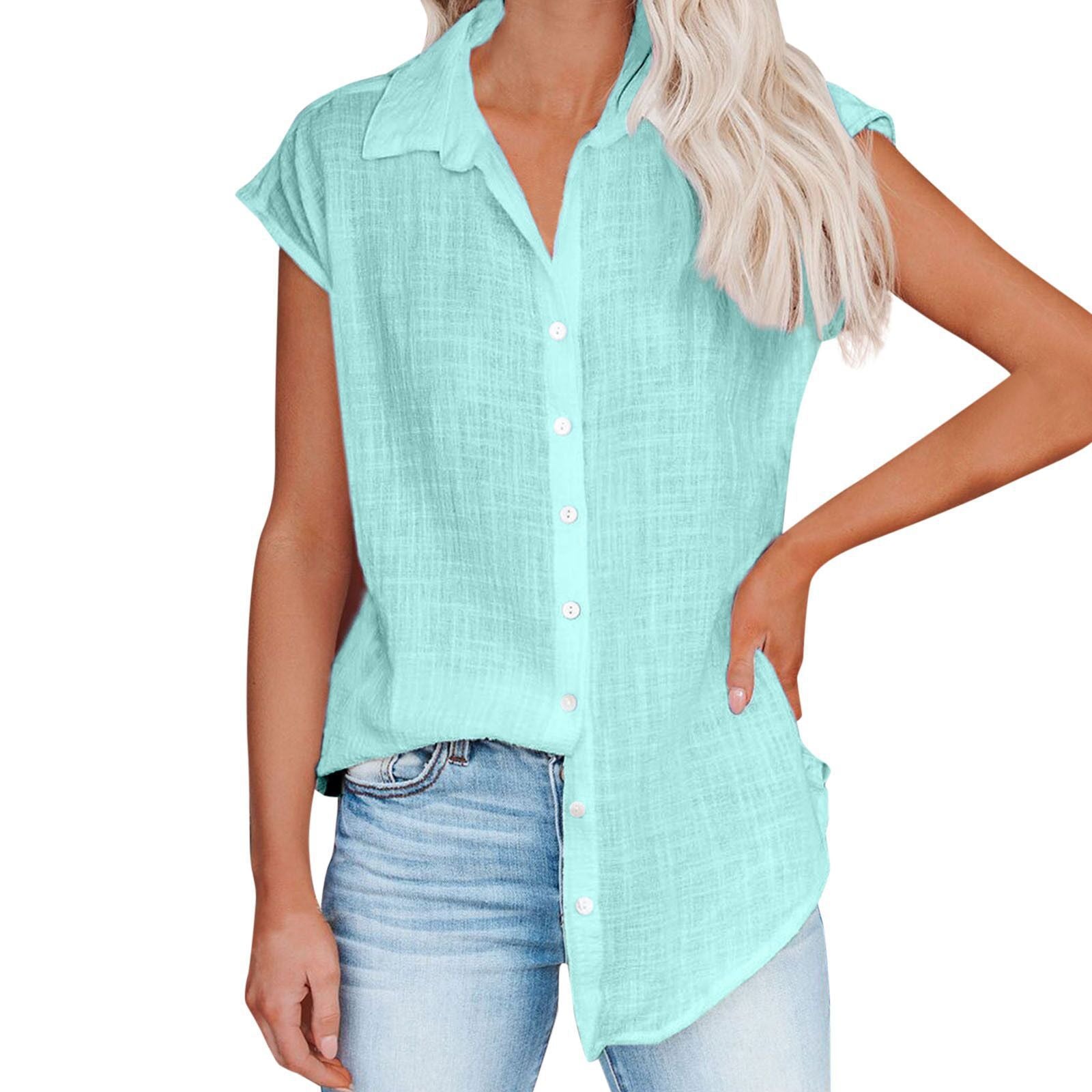 Casual Collared Button Down Short Sleeve Top - THEONE APPAREL